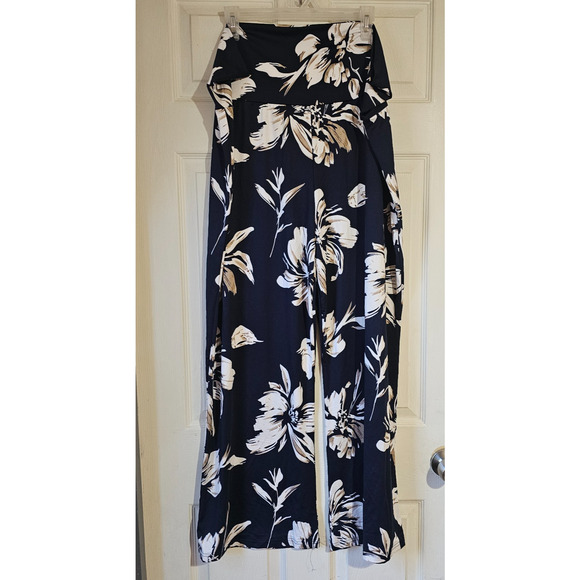 White Mark Navy Floral Printed Palazzo Pants Wide Leg Plus Sz 4XL NWT - Picture 2 of 8